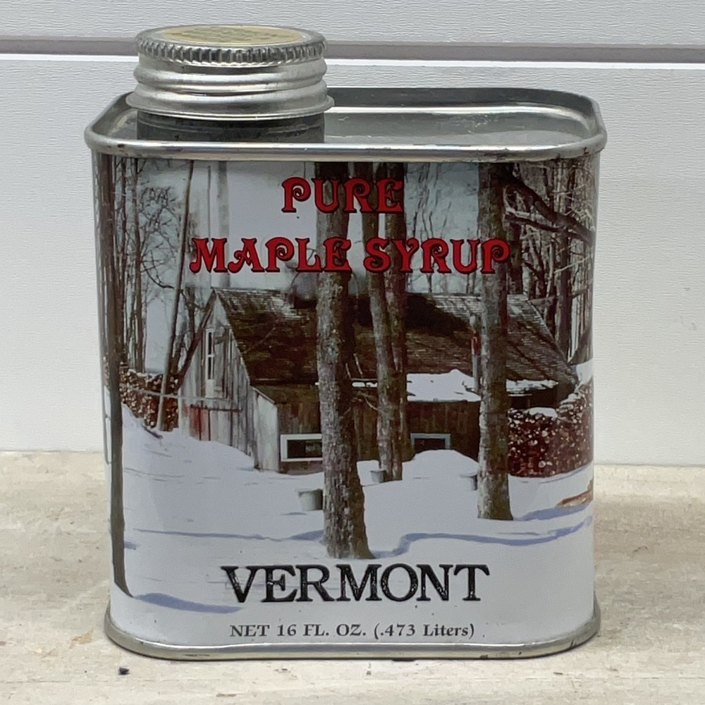 Vintage 1984 Vermont Pure Maple Syrup Tin 16oz Rocky Top Sealed GradeAAmber prop